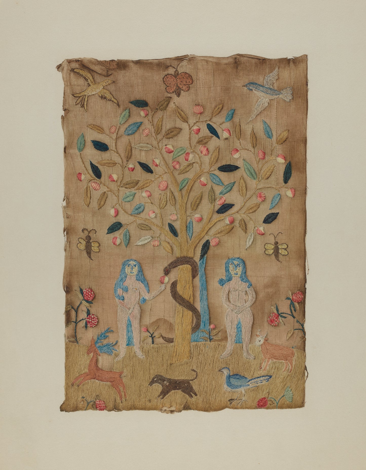 Adam & Eve Embroidered Picture, 1938