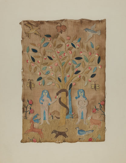 Adam & Eve Embroidered Picture, 1938
